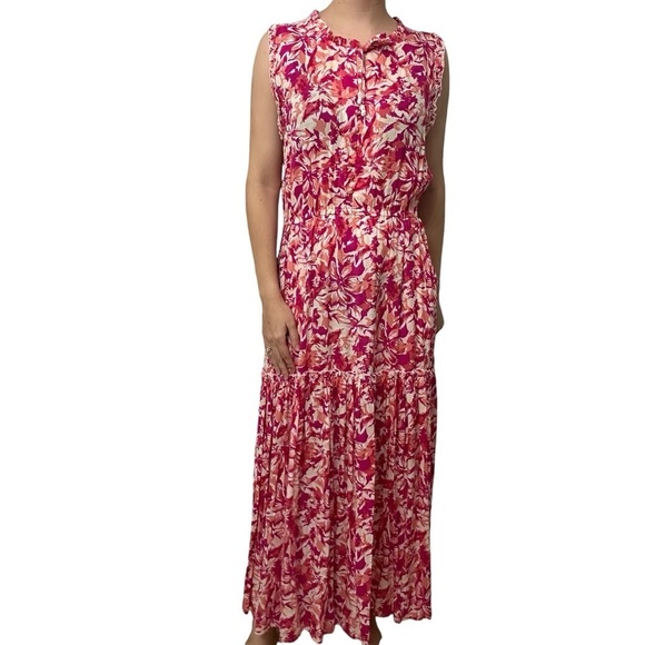 Walker & Wade Dress Maxi Pink Floral Boho Long Summer Casual Size Medium - Picture 1 of 6